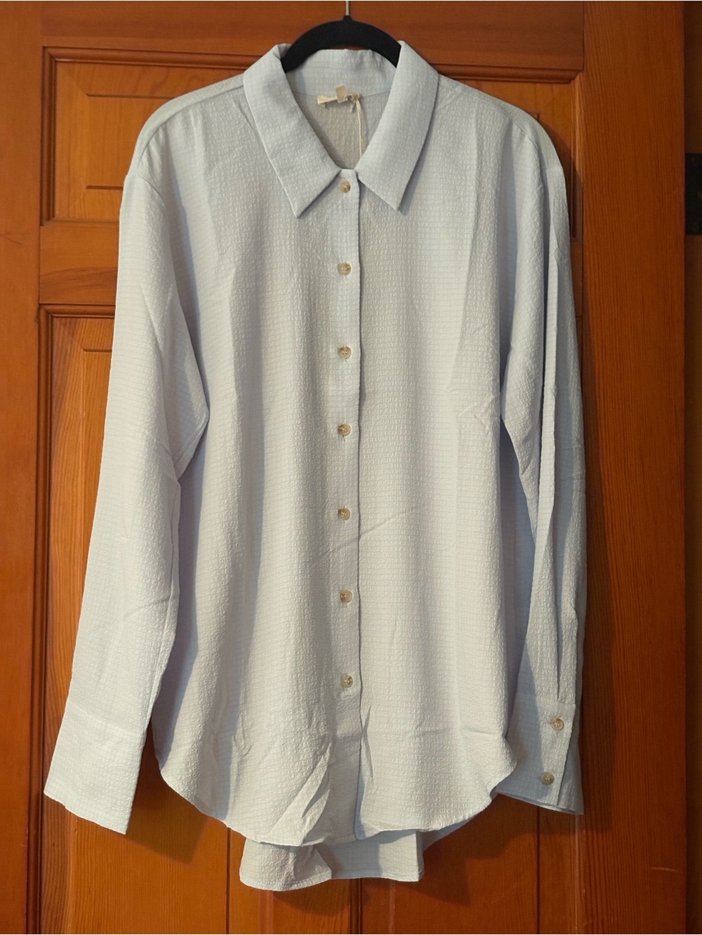 Mystree Light Blue Textured Button-Up Shirt